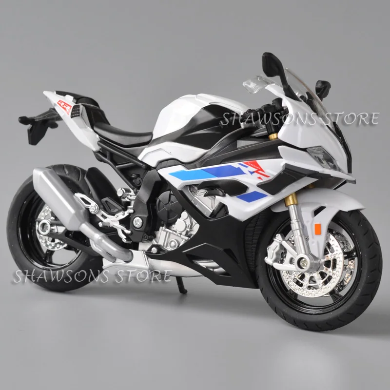 1:12 Scale Diecast Motorcycle Model Toys S1000RR Sport Bike Miniature Replica Sound Light New Edition