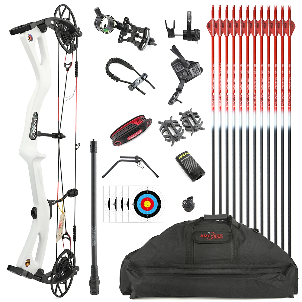 Carbon Fiber Compound Bow Set Draw Weight 0-70 Lbs Adjustable IBO 345FPS for Adults and Beginners Outdoor Hunting Shooting