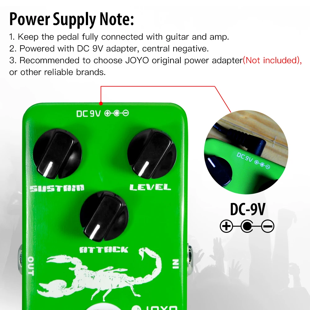 JOYO JF-10 DYNA COMPRESSOR Guitar Pedal Very Low Noise Classic Compressor Re-creation with Perfect Compressor Effects - Image 6