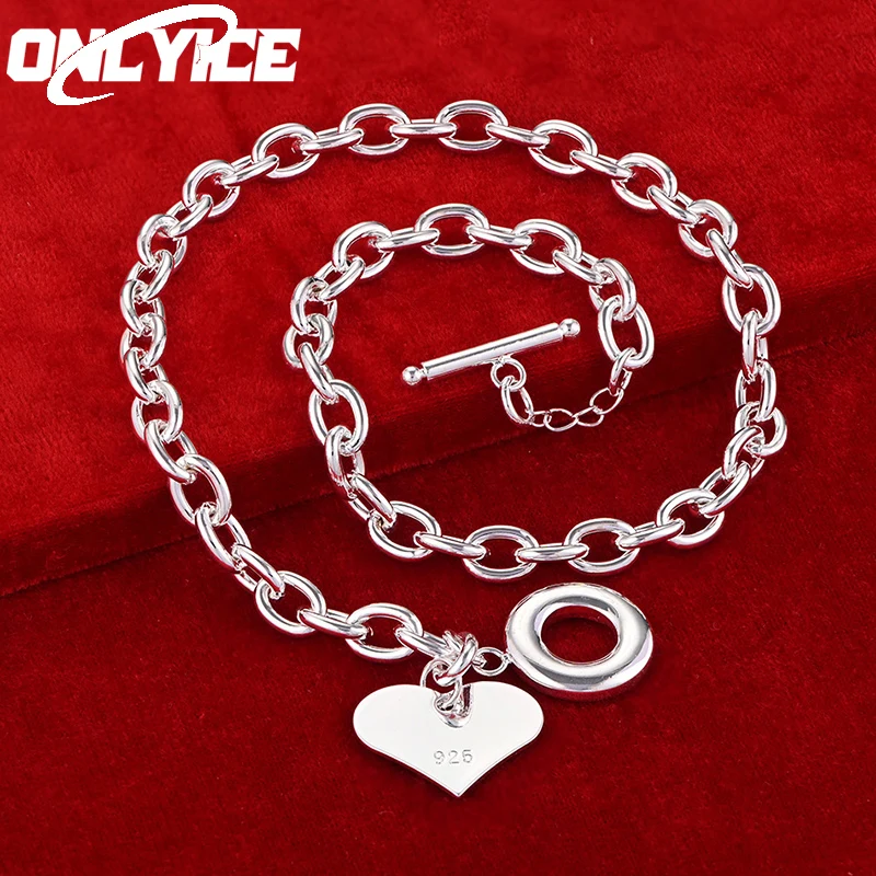 

925 Sterling Silver Heart Pendant Necklace For Women Man Popular Jewelry Fashion Party Charms Accessories Valentine's Day Gift