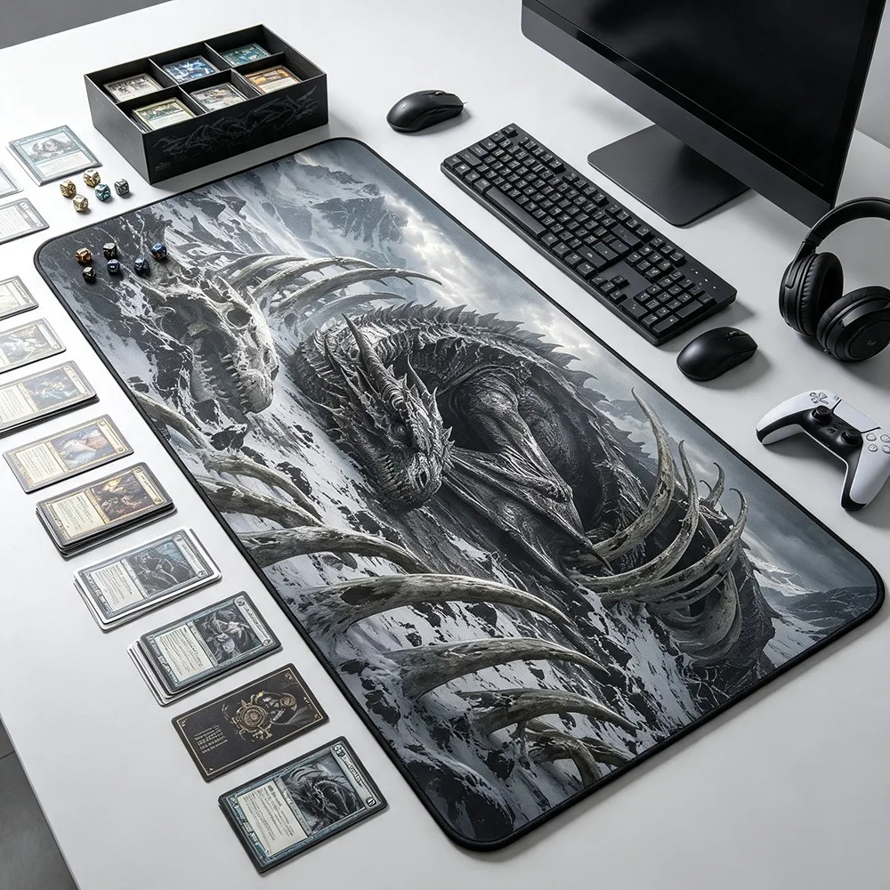 Dark Dragon Pattern Play Mat Durable Office Deskpad Parties Gathering Card Game Mat Non-slip Keyboard PC Game MousePad Card mat