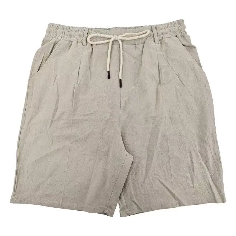 

Повседневные мужские шорты, новинка 2025, летние свободные деловые льняные шорты в американском стиле, дышащие пляжные шорты длиной пять четвертей, мужские модные шорты