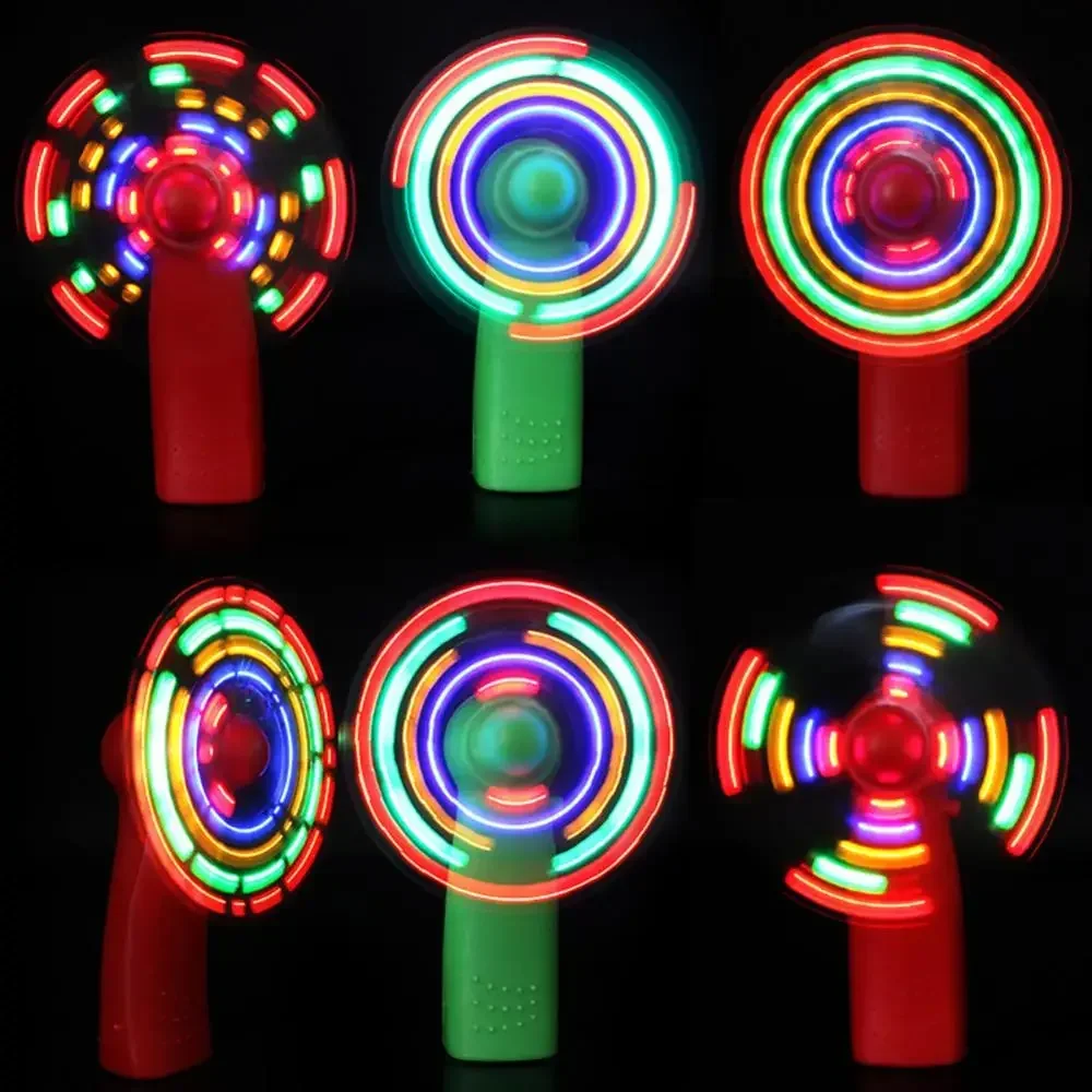 Led incandescente mulino a vento giocattolo lampeggiante illumina ventilatore giocattolo per bambini regalo mini ventola di raffreddamento portatile che cambia luce a LED puntelli per concerti giocattoli