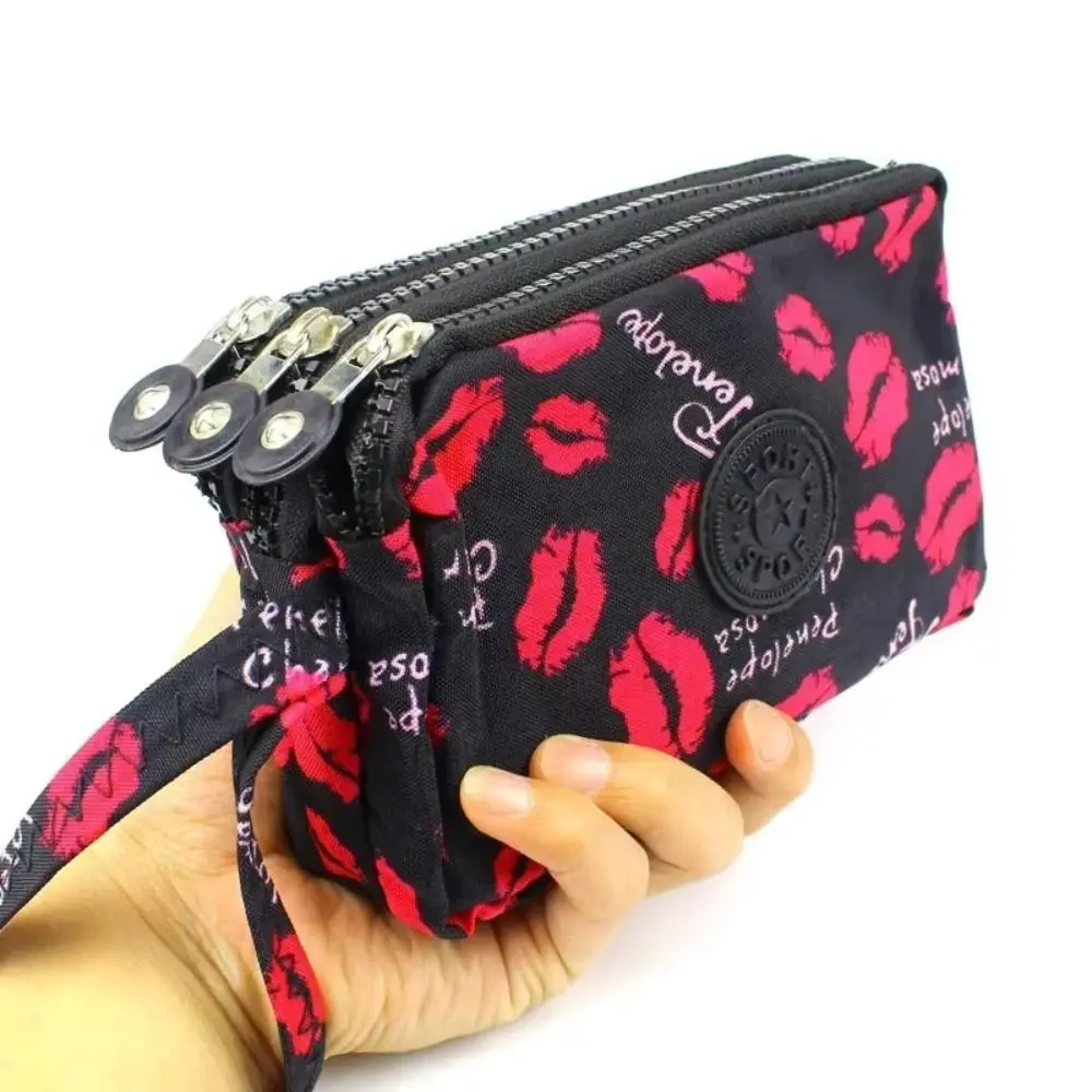 Durable Three Layers Coin Purse Large Capacity Zipper Coin Bags Oxford Cloth Waterproof Pouch Purse