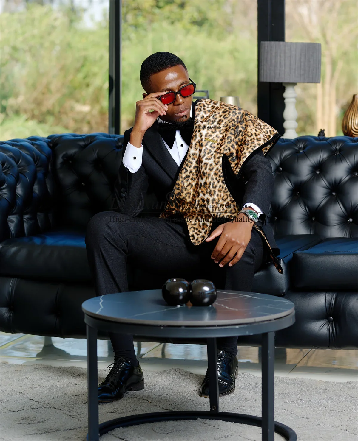High-Quality Leopard Print Men Suits Customized Wedding Man Tuxedos 2 Pieces Sets Groom Male Party Blazers Slim Fit Ropa Hombre