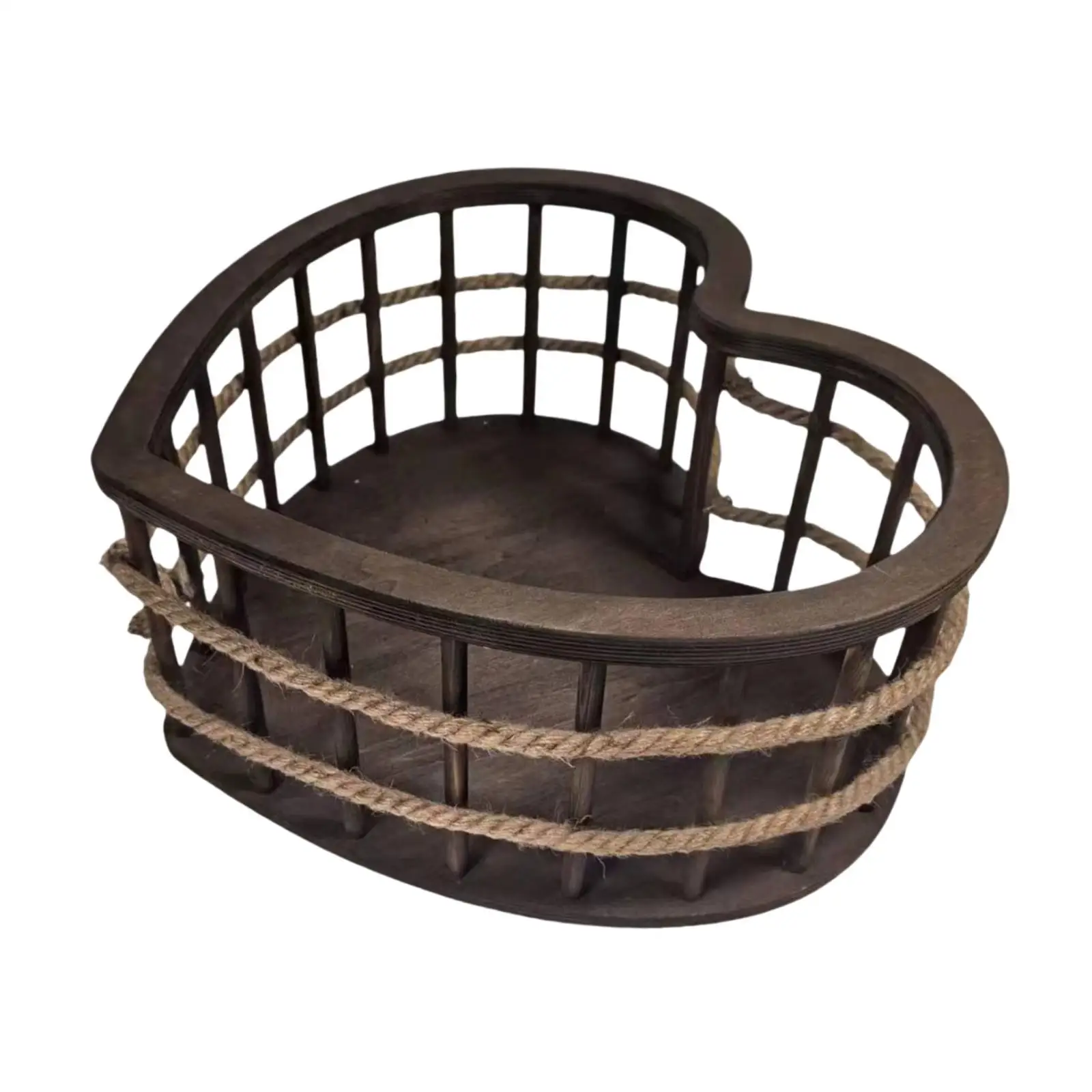 Newborn Basket for Photography Heart Shaped Wood Basin Wood Infant Photo Taking Accessories Baby Posing Basket for Newborn
