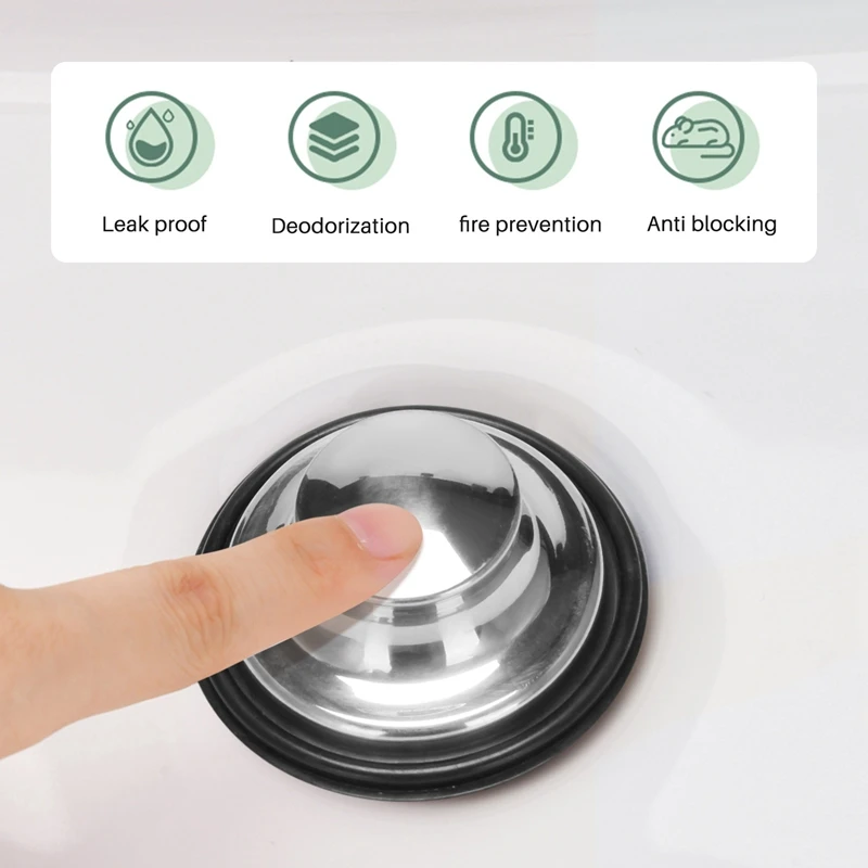 ABZV-3 Tapón para fregadero de cocina de 3/8 pulgadas, tapón de eliminación de basura de acero inoxidable, tapón para fregadero de cocina, se adapta al tamaño estándar de drenaje de cocina