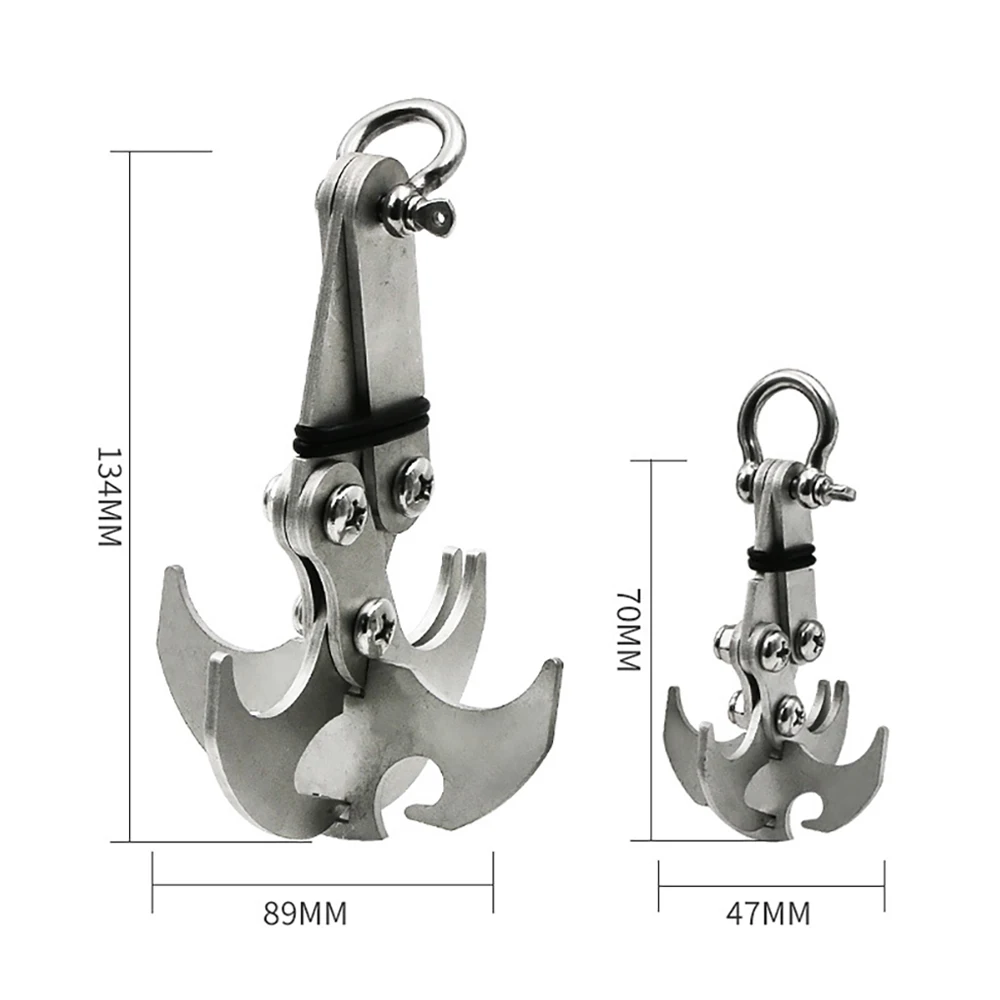 Stainless Steel Survival Folding Grappling Hook Multifunctional Outdoor Climbing Claw Carabiner Travel Rescue Tool Climbing Tool