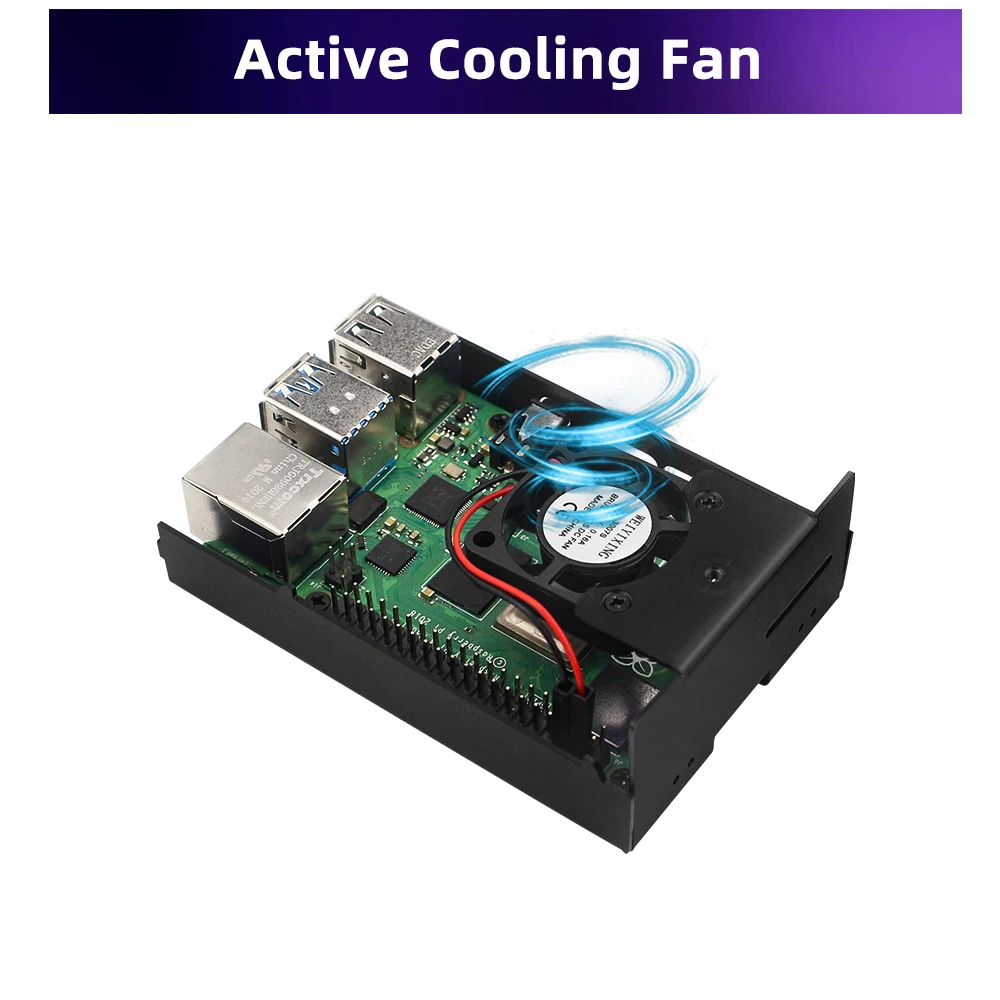 Raspberry Pi 4 Metal Case Black Silver Vents Shell with Cooling Fan Optional Heatsink Power Supply  for Raspberry Pi 4 Model B