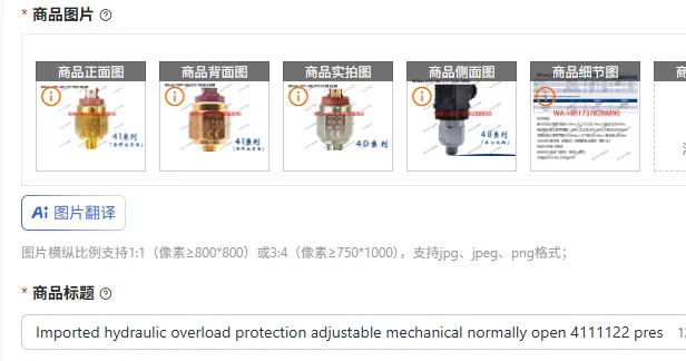 Imported hydraulic overload protection adjustable mechanical normally open 4111122 pressure double touchpoint switch 4920/4820