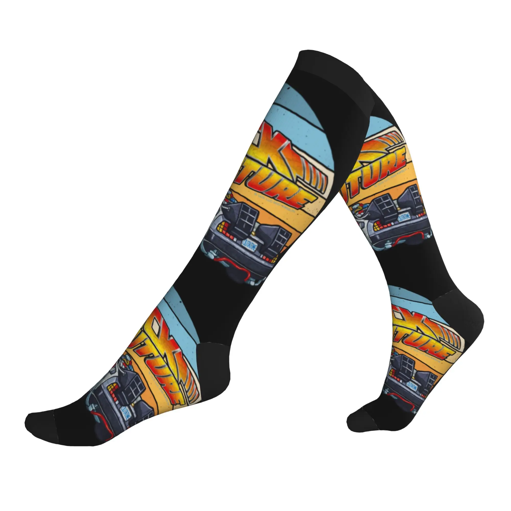 Calcetines de moda con diseño de coche Delorean de Regreso al futuro para hombre y mujer, calcetines deportivos cálidos con estampado 3D, calcetines deportivos de compresión
