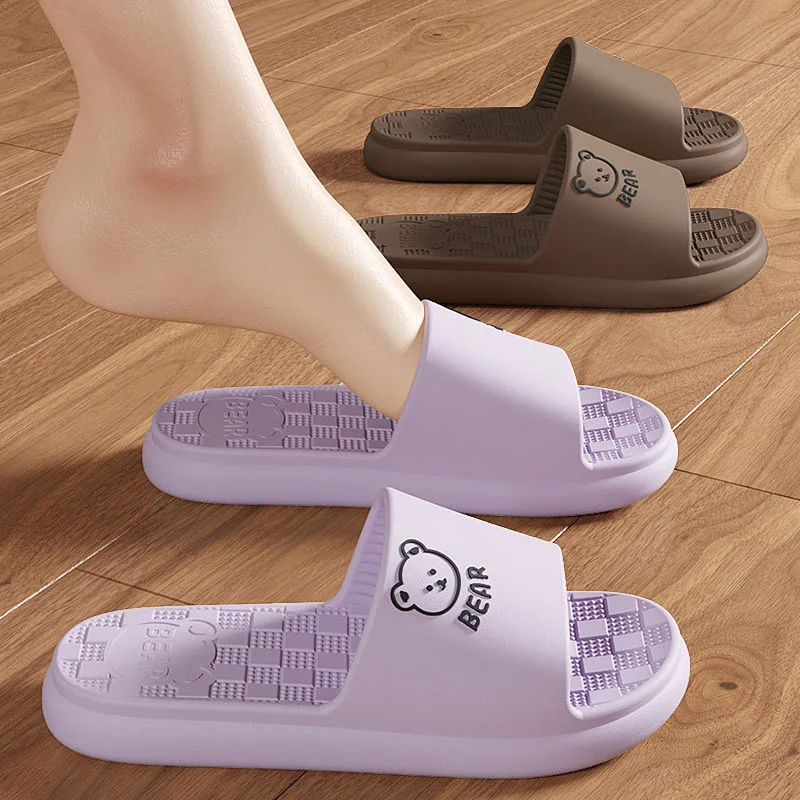 

Домашние тапочки на платформе с медведем, женские летние сандалии с облаком, мужские шлепанцы, пляжные шлепанцы, повседневная домашняя обувь на плоской подошве, Ева, женская, мужская, мягкая