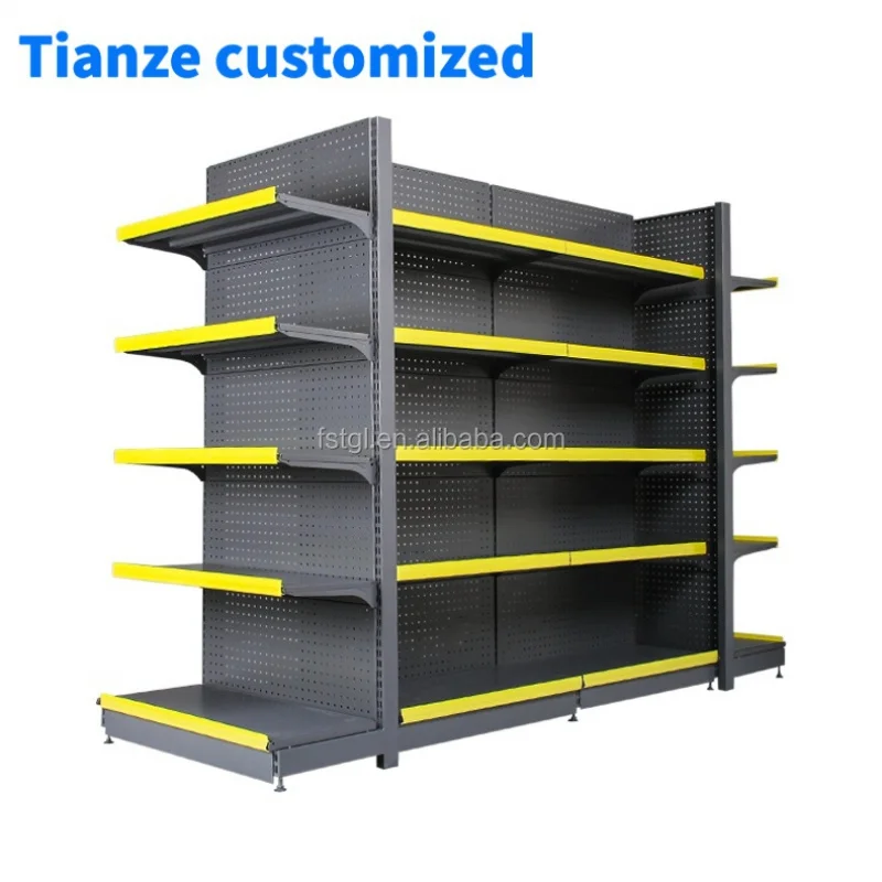 [Customized]Heavy Duty Double-Sided Supermarket Shelf Metallic Rack with High Style