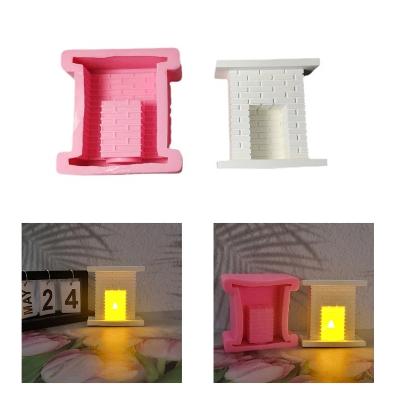 

European Fireplaces Holder Mold Flexible Silicone Candlestick Molds Handmade Concrete Planter Cement Molds Decors