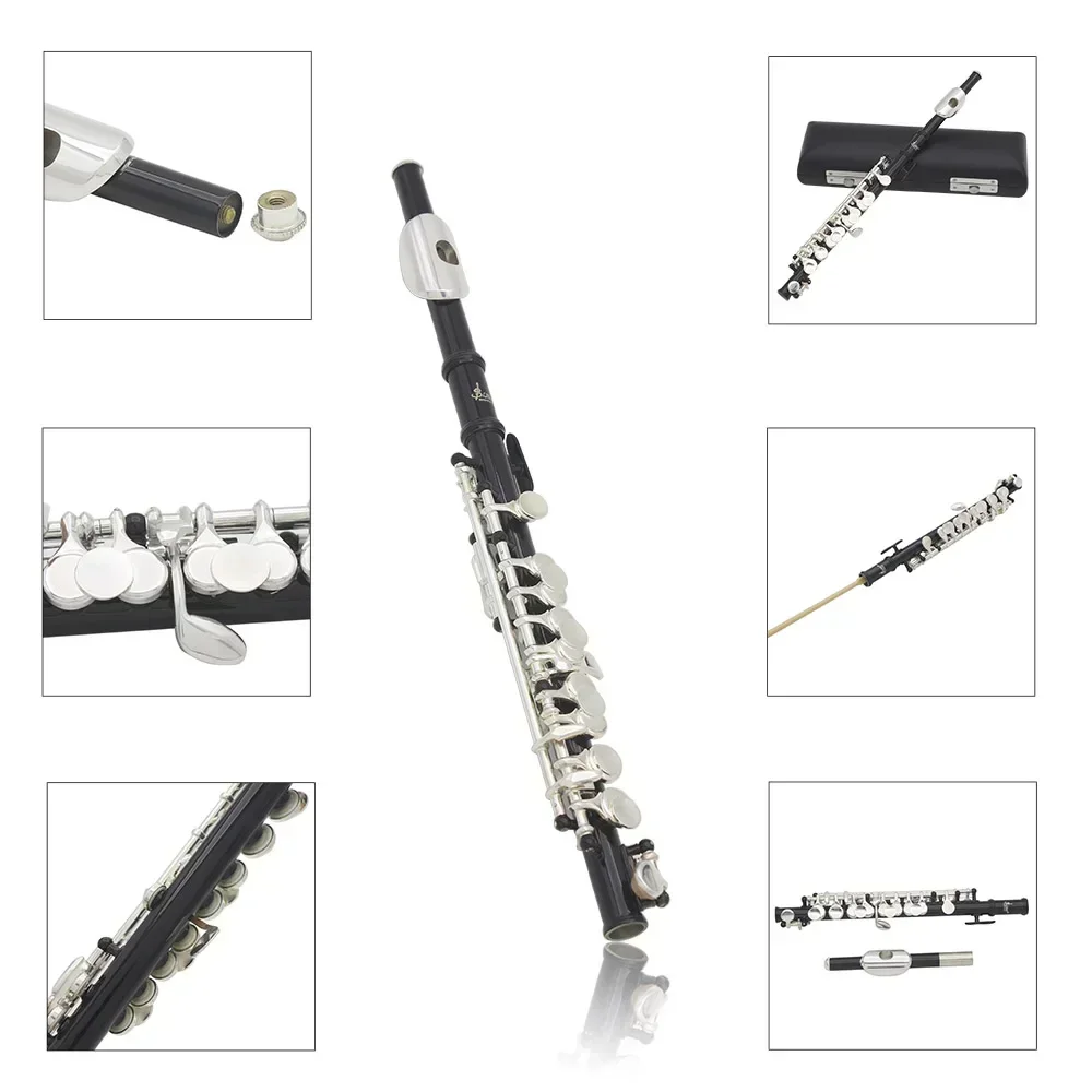 SLADE Piccolo 16 Holes C Key Multicolor Silver Key Piccolo White Copper Blow Pipe Woodwind Instrument with Accessories