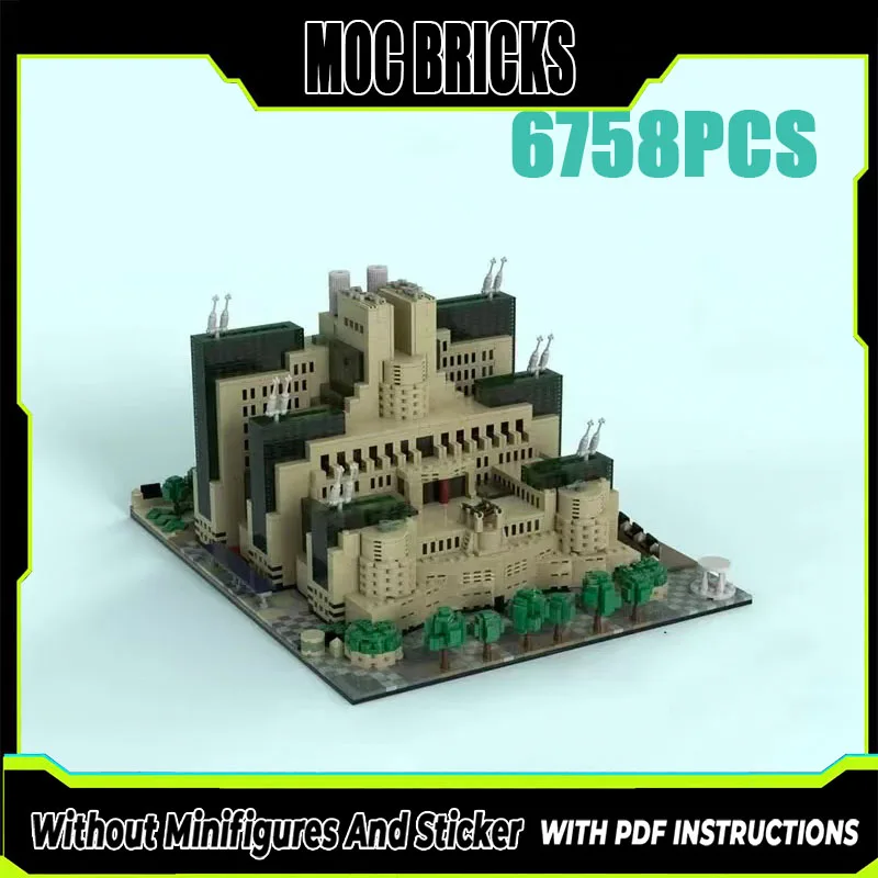 MOC  building blocks, famous spy movie scenes, SIS defense buildings, bricks toys
