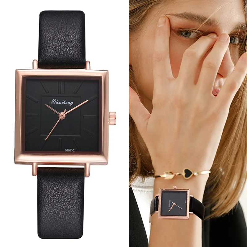 Top Brand Square Women Bracelet Stainless Steel Watch Contracted Leather Crystal WristWatches Women Dress Ladies Quartz Clock