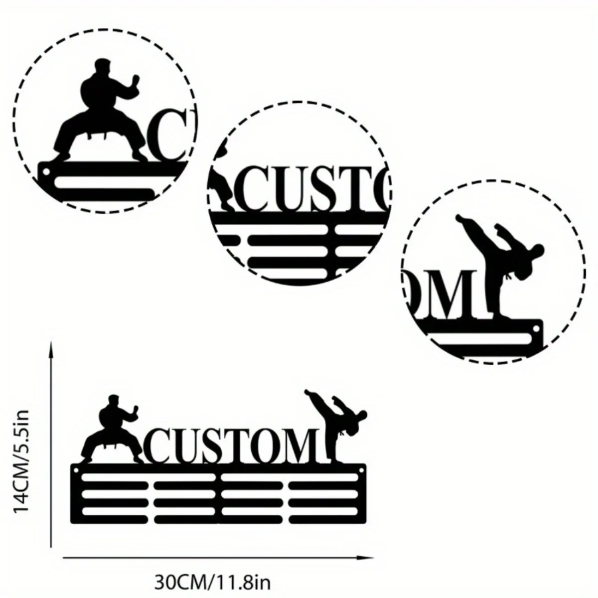 Custom Personalized Male Karate Award Medal Holder - 12-Rung Medal & Ribbon Hanger with Custom Karate Name. image 6