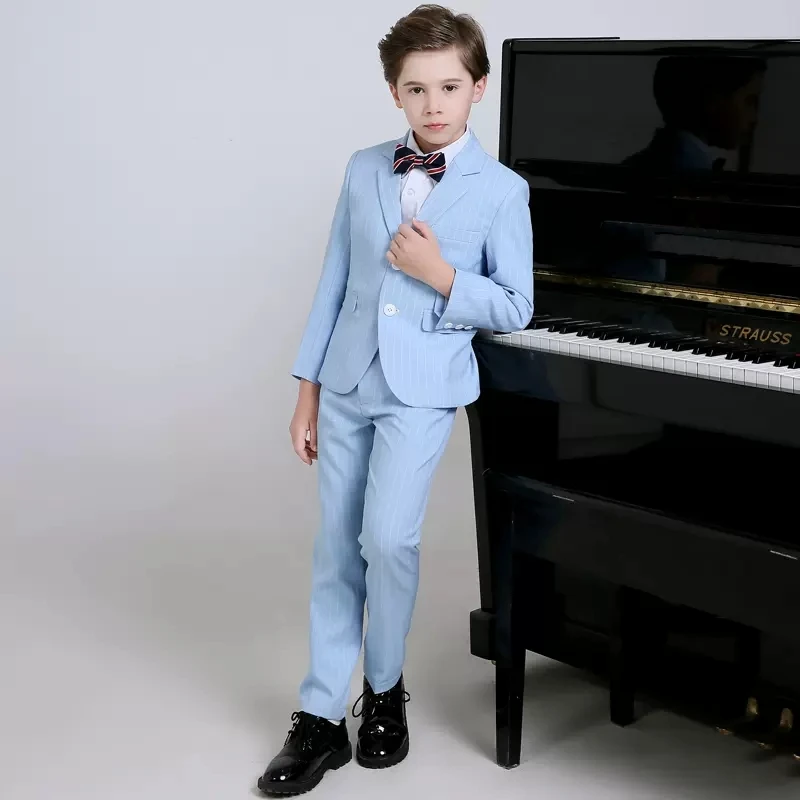 

Flower Boys Jacket Vest Pants Bowtie 4PCS Wedding Dress Children Luxurious Piano Photograph Suit Teenager Kids Tuxedo Costume