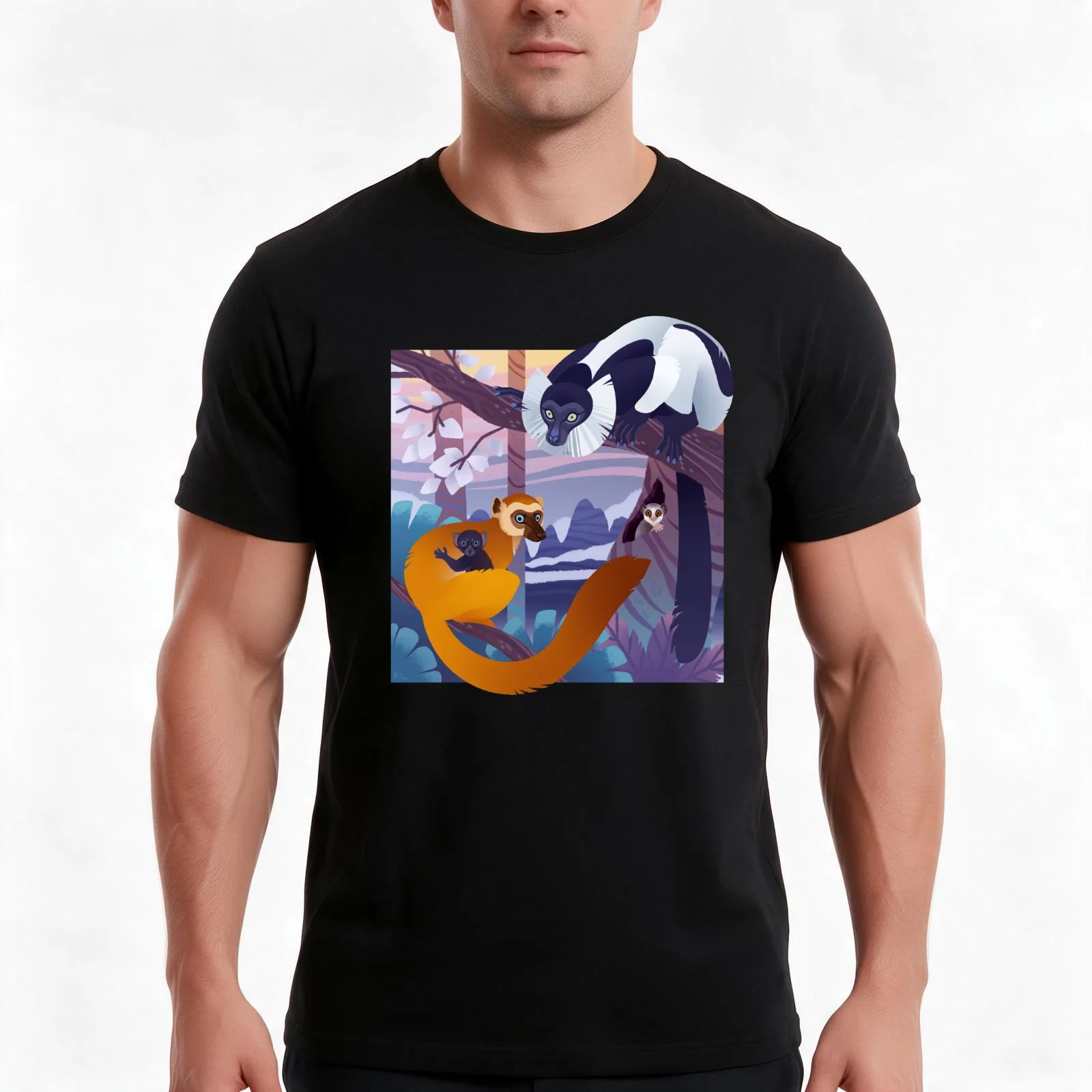 Conspiracy of Lemurs T-Shirt, Summer Casual Cotton Tee, Oversized Streetwear Tops, Vintage Graphic Print, Loose Fit Short Sleeve