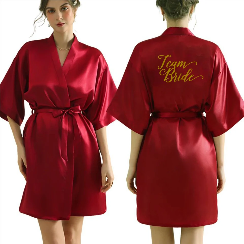 Satin Silk Robe Bride Robe Women Wedding Robe Bridesmaid Robes Dressing Bridal Robes Burgundy