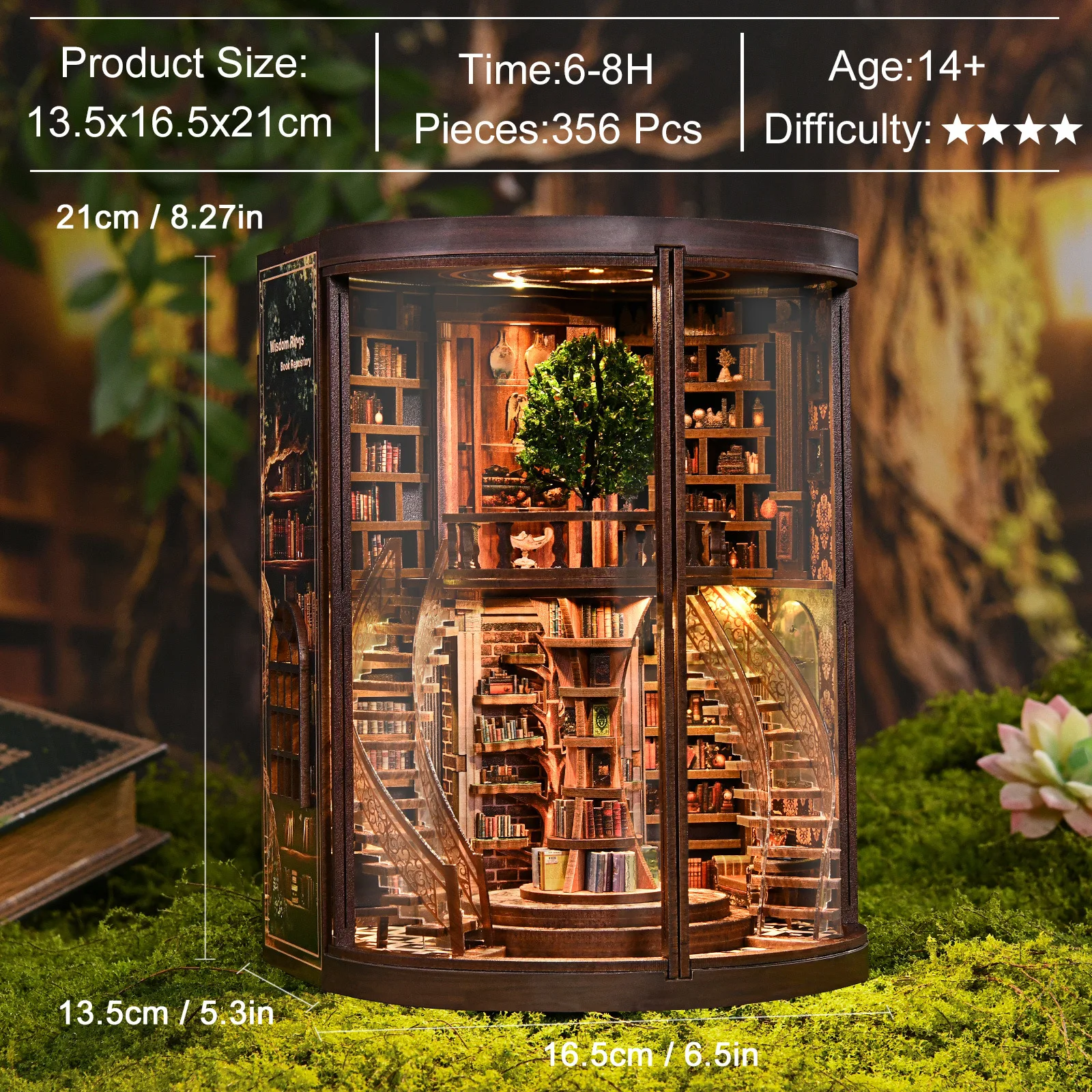 3D Stereoscopic DIY Wisdom Ring Bookend Hand-Assembled Miniature House Model for Desktop Decor And Book Organization