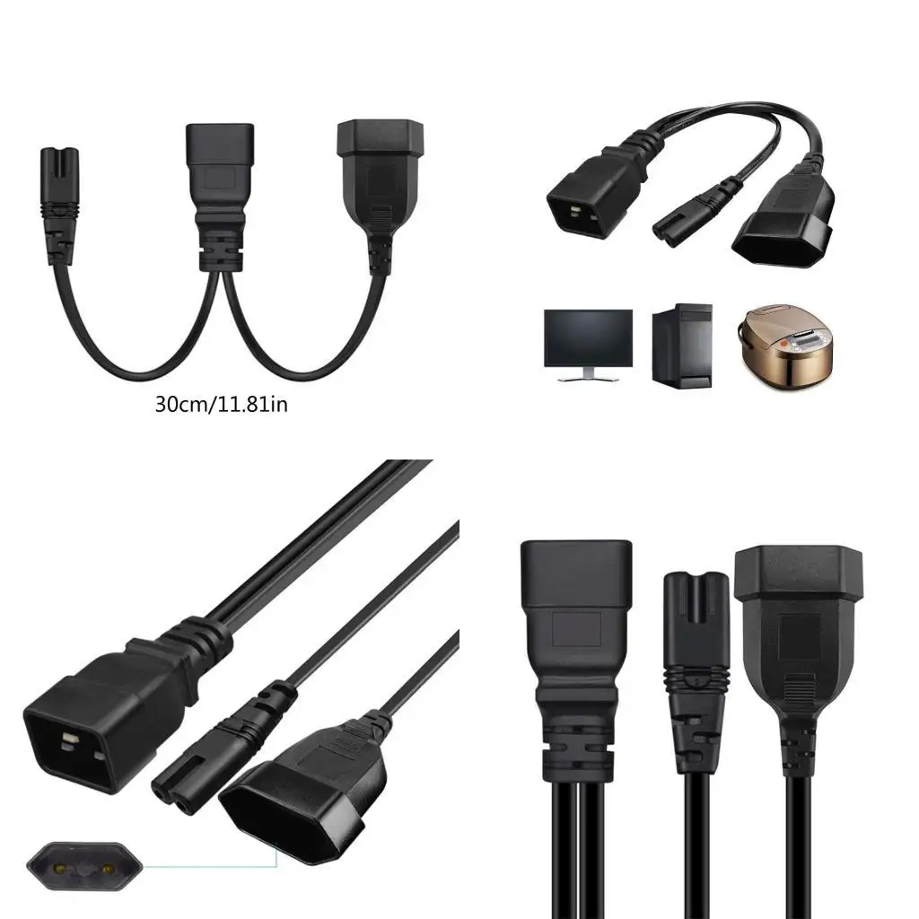 

Y1UB IEC320 C20 to C7+EU4.0mm Power Cord, 16A C20 Male to Figure 8+European Standard Female Connectors Adapter Cable