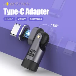 240W Magnetic Charging Cable 180° Rotating USB C to USB C Magnetic Adapter Type C Fast Charger Cable Data Transfer Connector