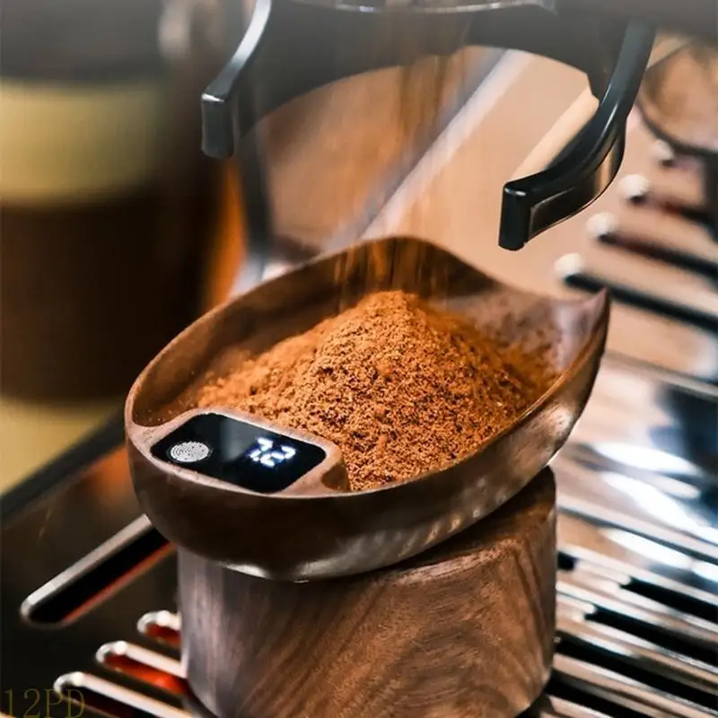 12PD Rectangular/Oval Walnut Digital Coffee Scale Espresso Weighing Device Electronic Weigher for Accurate Measurements