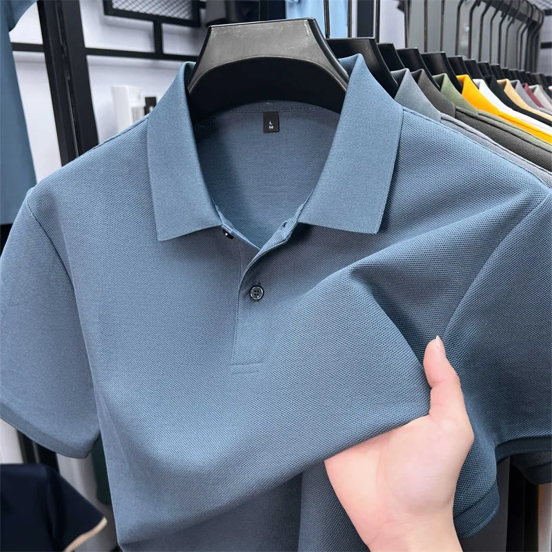 Fashion Sports Summer New 100 Pure Cotton Men's Polo Shirt Lapel Solid Short-sleeved T-shirt Breathable Business Men's Clothing
