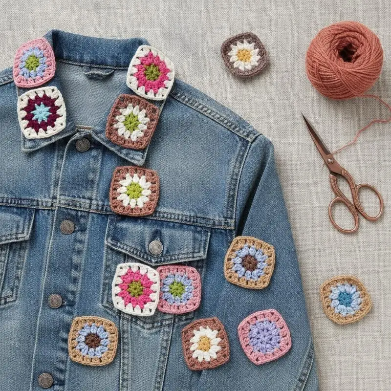 Hot Sale Premium Cotton 10 Pcs Handmade Crochet 3D Floral Petal Appliques Colorful For DIY Clothes Bags Craft Decoration