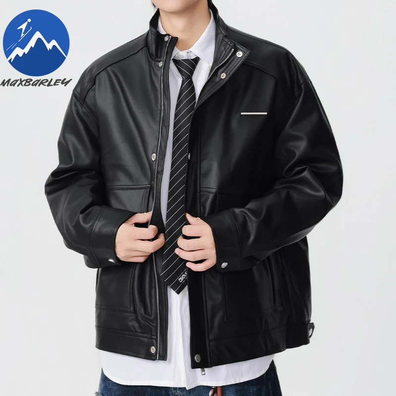 

Maxbarley Brand Classic Leather Jacket Men New Autumn Collar Work Big Pocket Rider Jacket Retro Designer Travel Leather Clothes