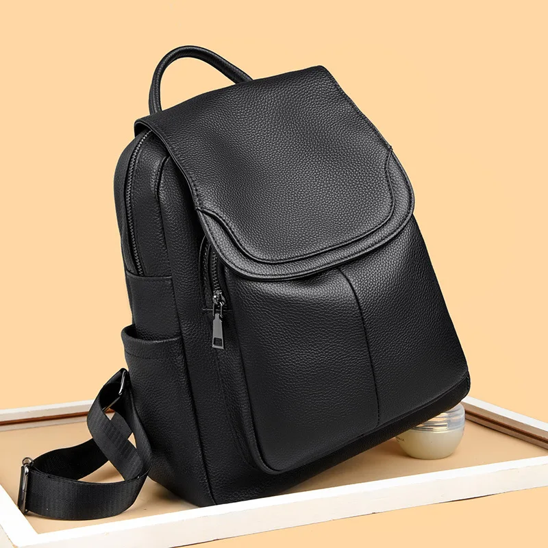 2025 신상 패션 정품 가죽 여성 백팩 명품 브랜드 여성 천연 가죽 여학생 캐주얼 백팩