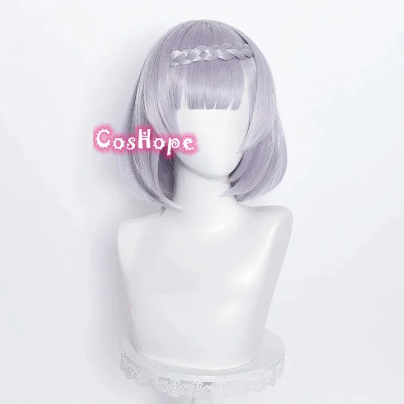 

Candy 2025Noelle 35 см Коса Короткий Серебристо-Фиолетовый Парик Косплей Аниме Термостойкие Синтетические Парики