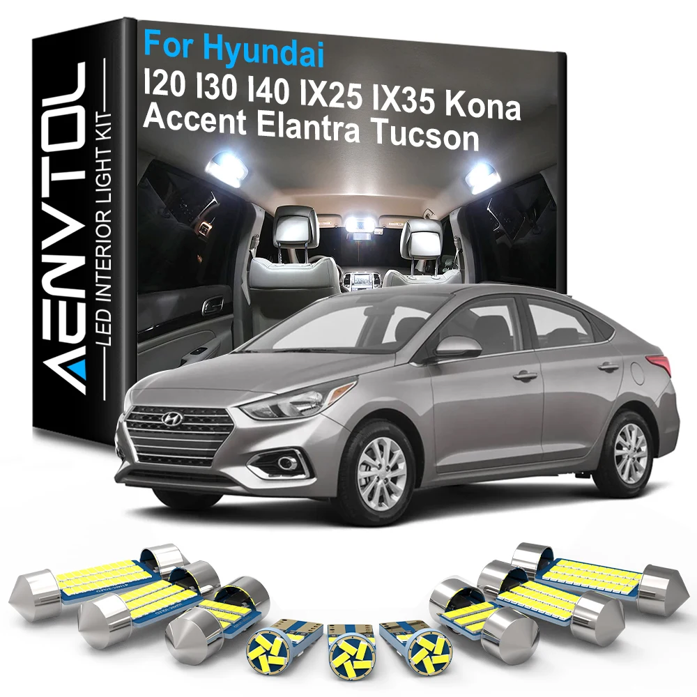 

Светодиодные лампы AENVTOL для салона Hyundai I20 I30 I40 IX25 IX35 Accent Creta Elantra Tucson Kona, автомобильные аксессуары, лампа