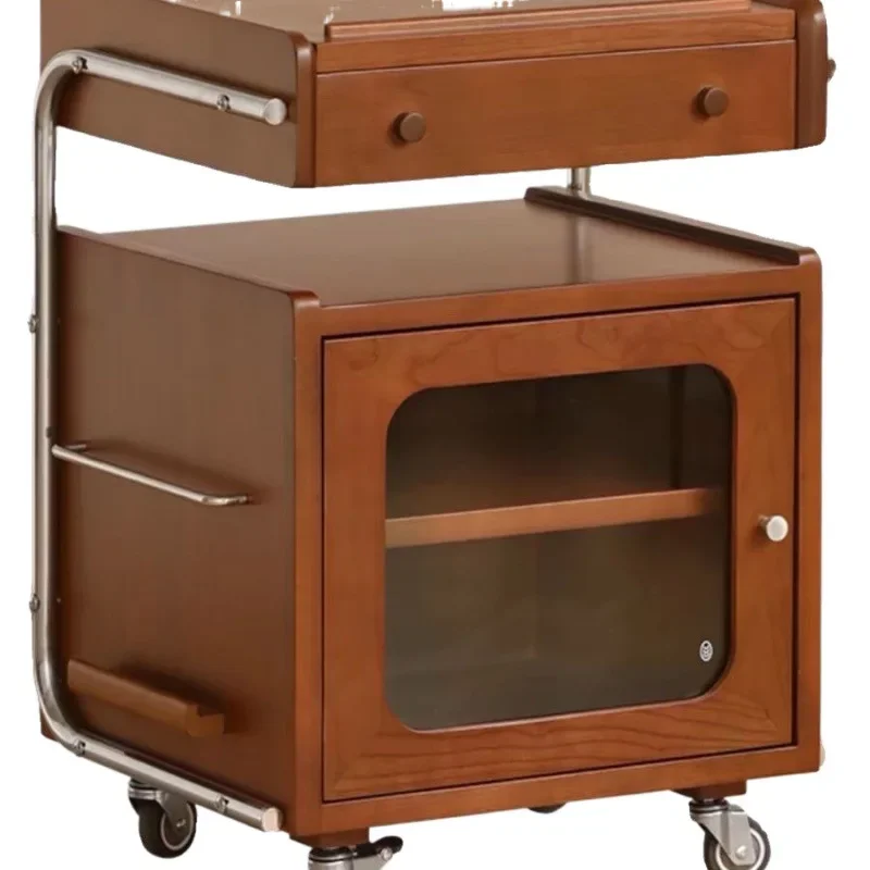 

Solid wood trolley log living room storage mobile sofa robot designer good-looking