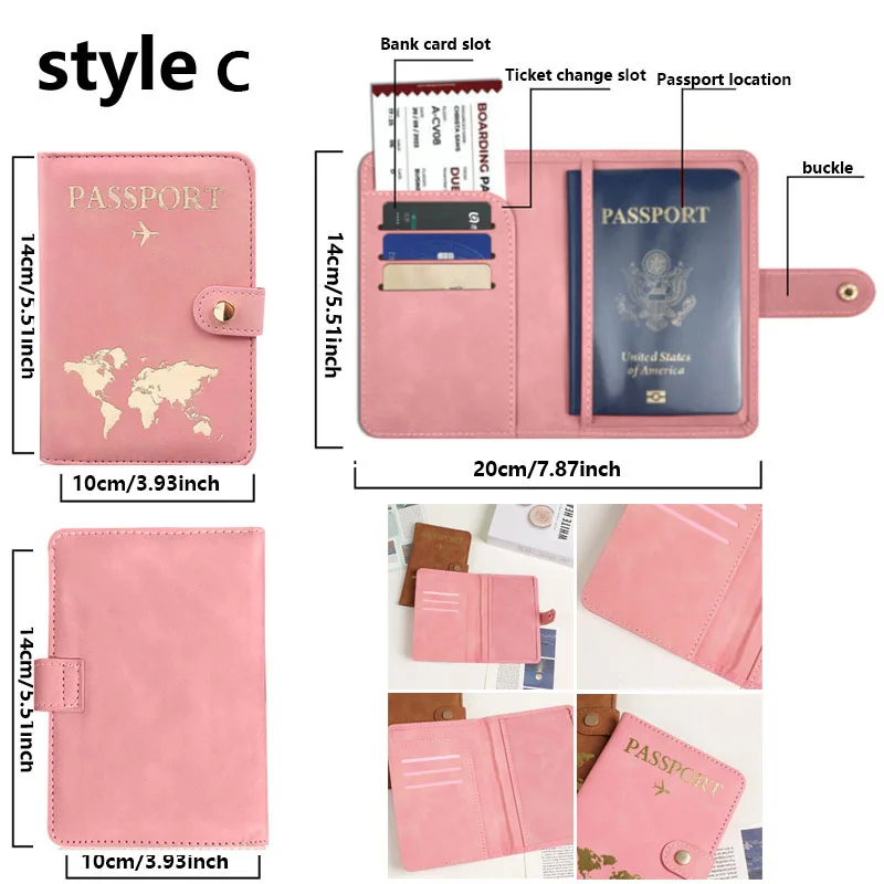 Leather Passport Holder Covers Case for Travel Essentials Credit Card Wallet Passport Book for Women/Men Buckle Passport Cover view 5