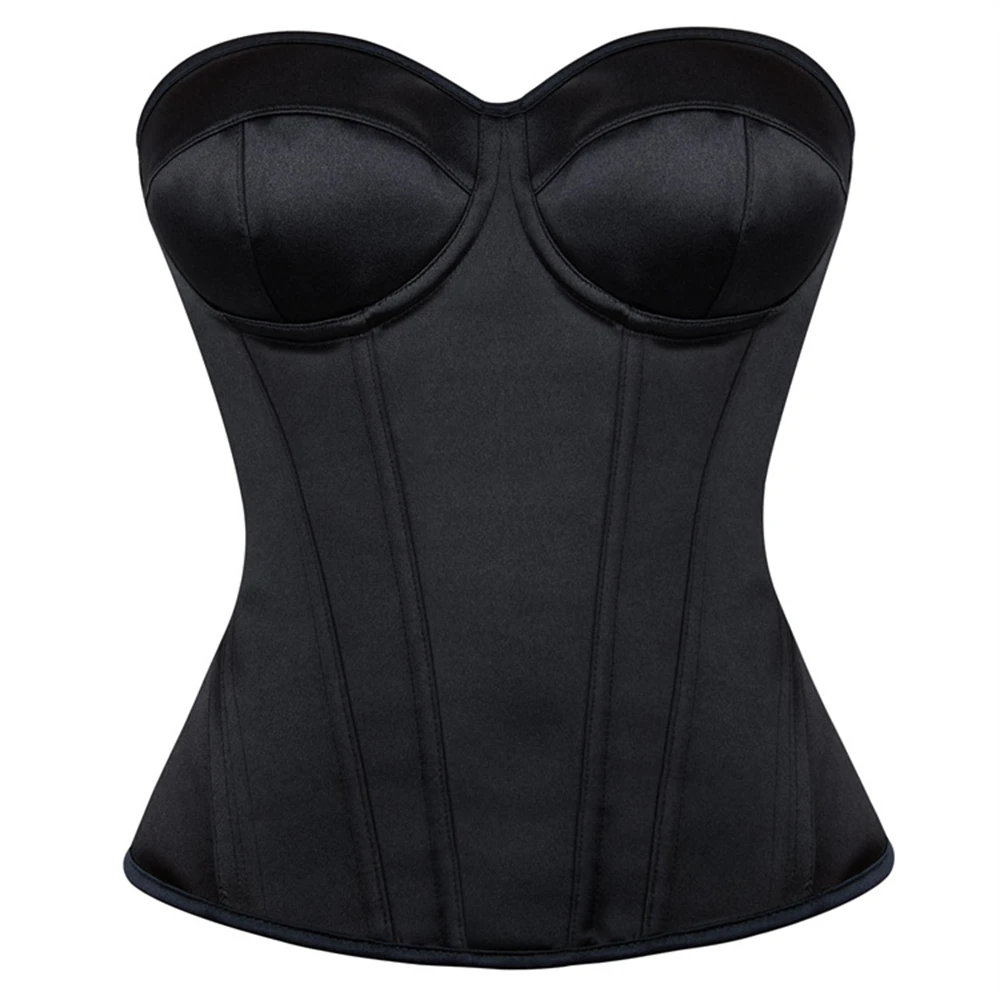 

Black Corset Tops Women Victorian Lace Up Overbust Bustiers Sleeveless Gothic Body Shaper Padded Cup Corselet Streetwear
