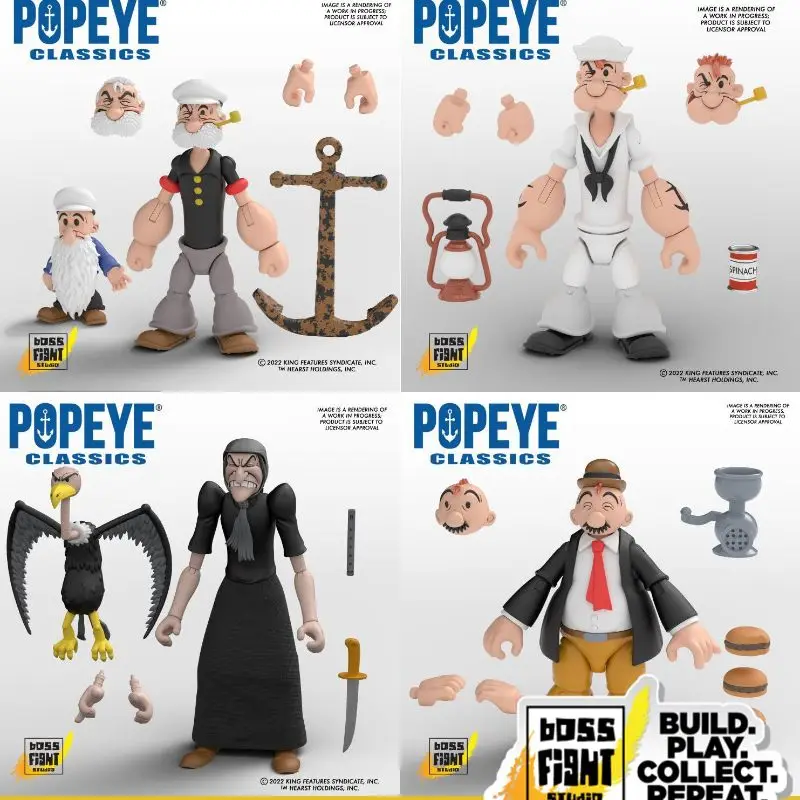 

Original Bfs Popeye Figure The Sailor Man Popeye Father Wimpy Sea Hag Anime Action Figures Collection Figurine Model Doll Toys