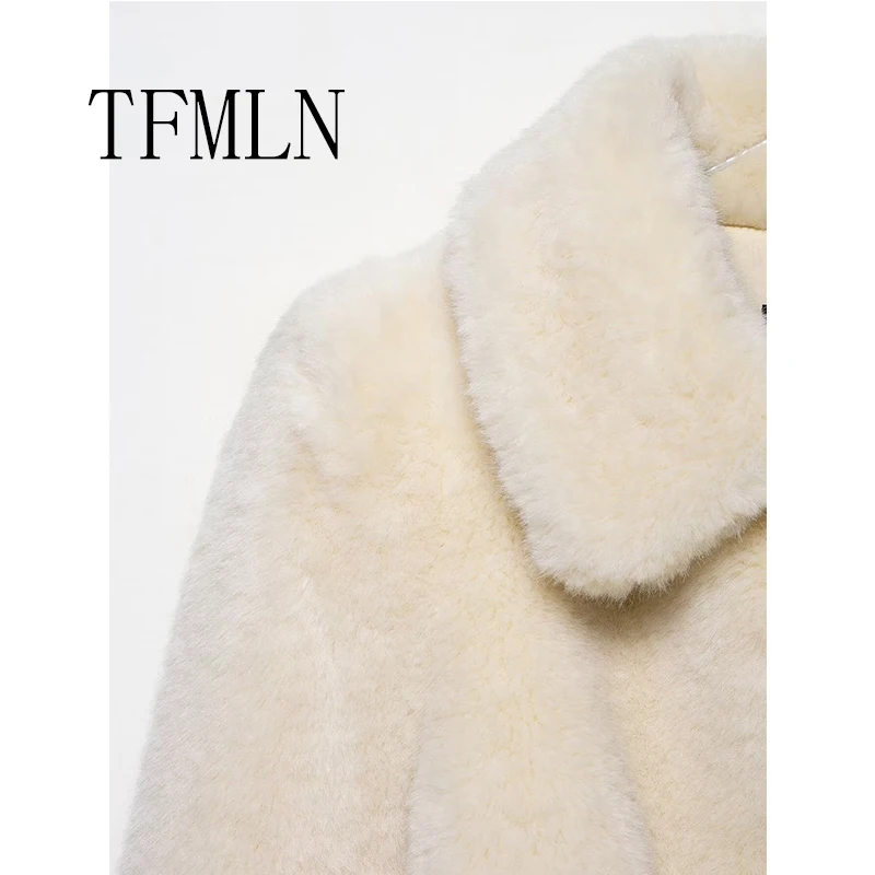 Nuevas chaquetas cálidas de piel sintética de invierno para mujer, abrigo elegante informal con cordones, abrigos de calle de lujo, prendas de vestir