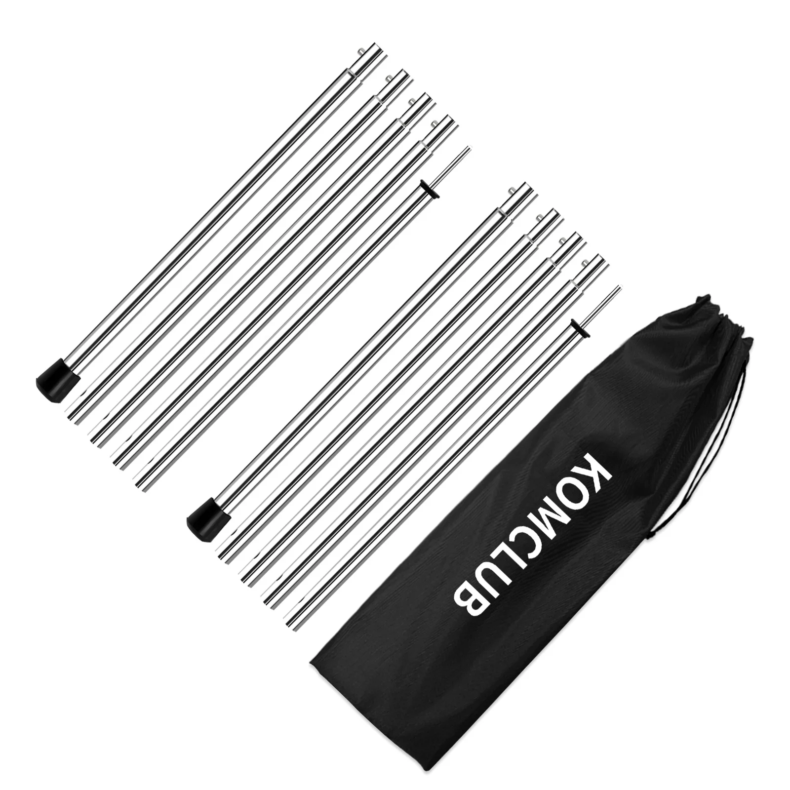 KOMCLUB Tent Pole Telescopic Adjustable tarp Poles for Camping Canopy Awning Shelter Backpacking Hiking -1 set of 2 pieces