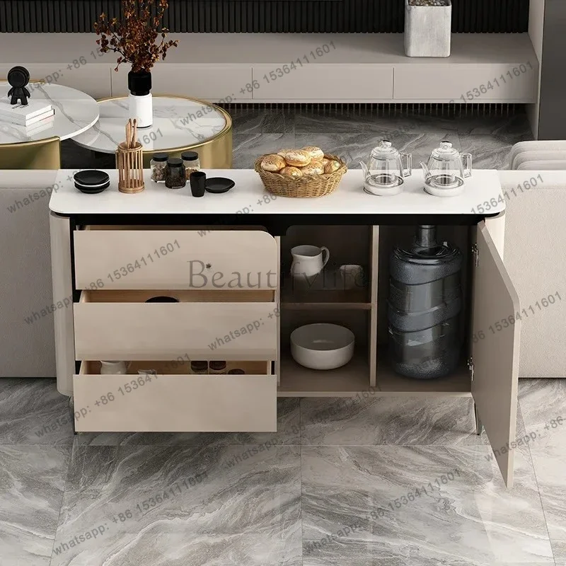 FG40Light Luxury Lacquer Sideboard Integrated Wall Storage Cabinet HomeSmart Tea Bar Machine Sofa Side Cabinet