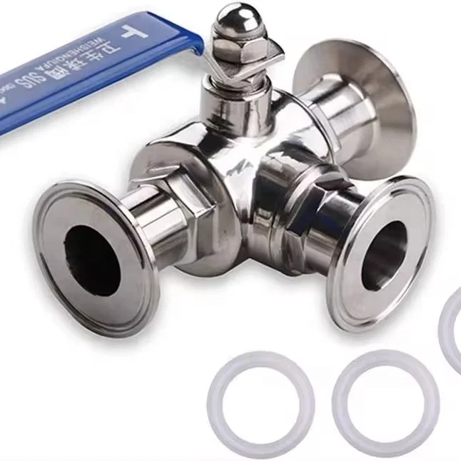

DKV Stainless Steel 304 3 Way Ball Valve T Port 2" Tri Clamp Sanitary Ball Valve for Food & Beverage