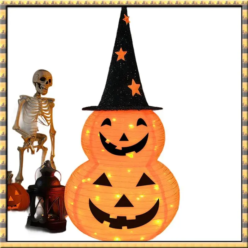 ^AT03 Top Halloween 3FT Pumpkin Decorations, 8 Modes Battery Operated Lights,For Indoor/Outdoor Home, Party, Yard