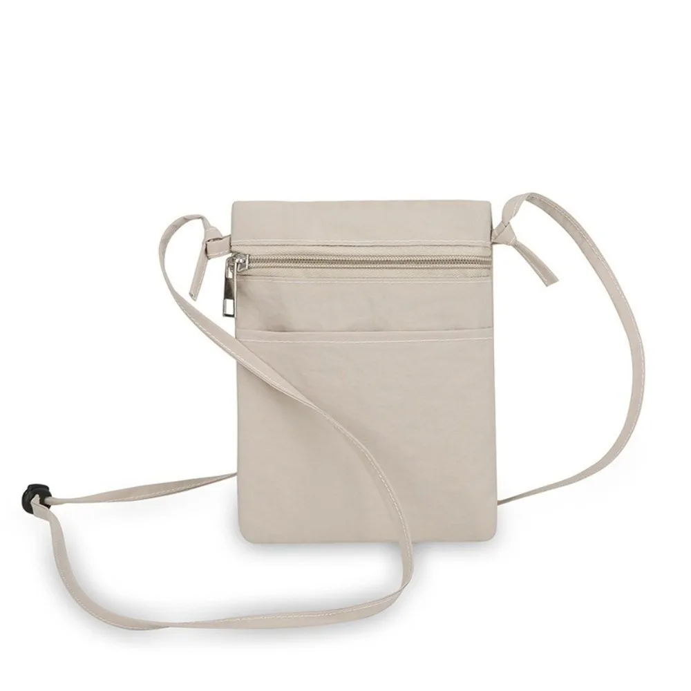 

Минималистичная портативная сумка для мобильного телефона из нейлоновой ткани, легкая сумка через плечо, однотонная, с тонким ремешком, для мужчин и женщин