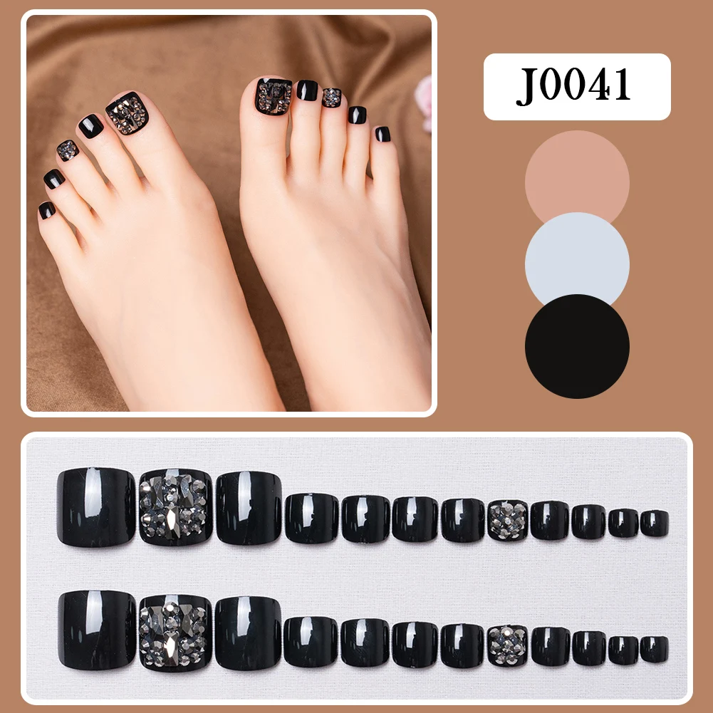 J0041 24pcs Fake Toenails Sweet Style Removable Manicure Save Time Toenail