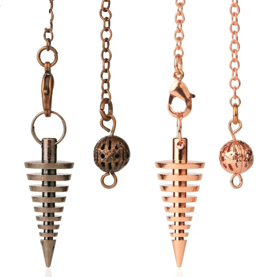 Copper Metal Spiral Cone Pendulums For Dowsing Divination Energy Meditation Scrying Witchcraft Pendulums Tool Spiritual Pendulos