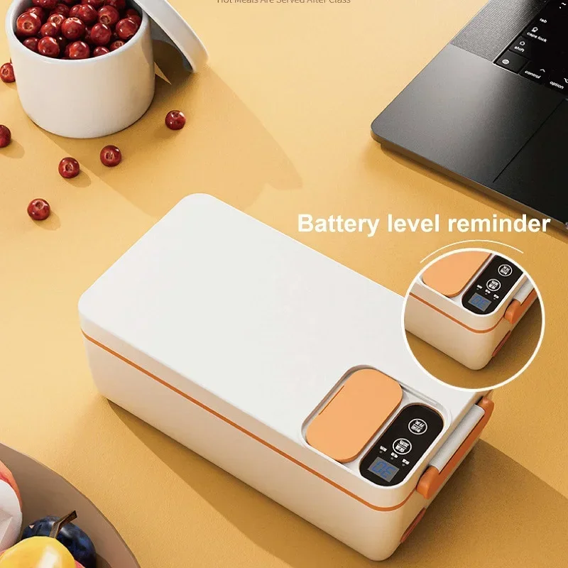 USB Electric Lunch Box Portable Camping Heated Insulated Lunch Box Rechargeable Heated Unplugged Rater-free Office Lunch Box 1L