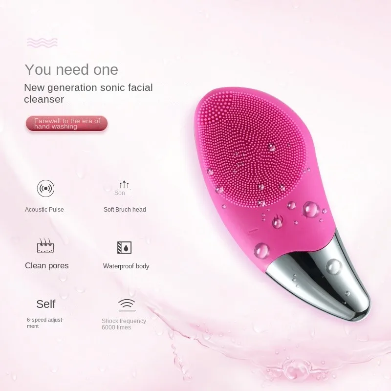 Nettoyant pour le visage en gel de silice alimenté pour éliminer la chaleur de la brosse de lavage des points noirs et exportation dans l'instrument de beauté