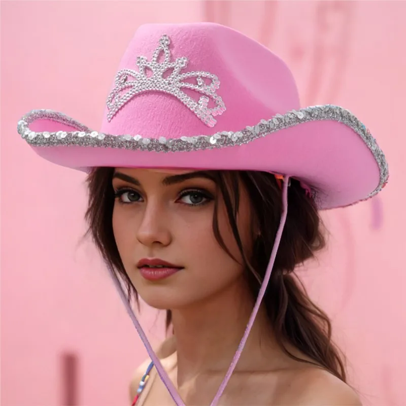 Women's unisex hat wide-brimmed sequined performance